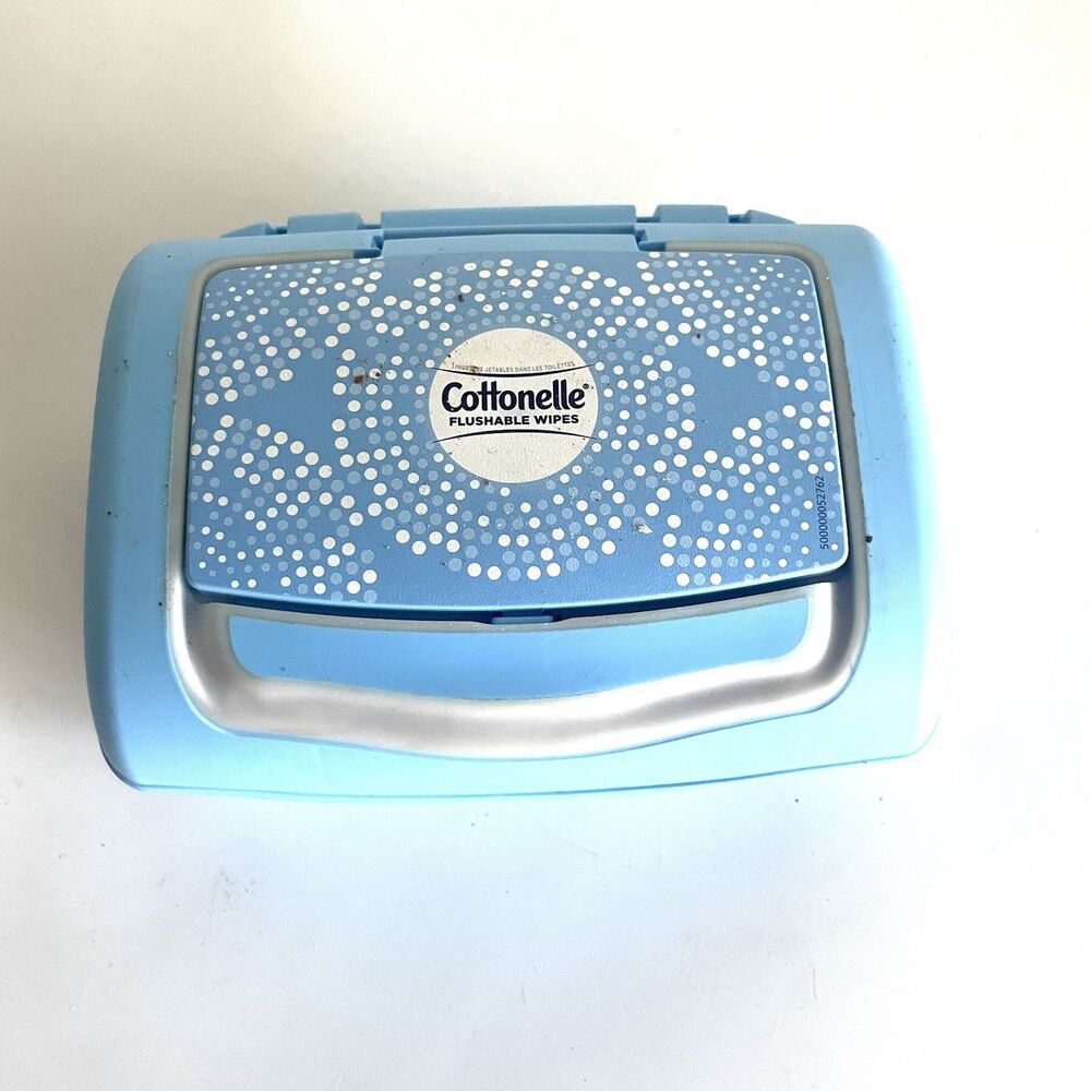Cottonelle Flushable Blue Dispenser  White Empty Container Only